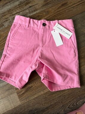 NWT Janie and Jack adjustable waist pink chino shorts size 5
